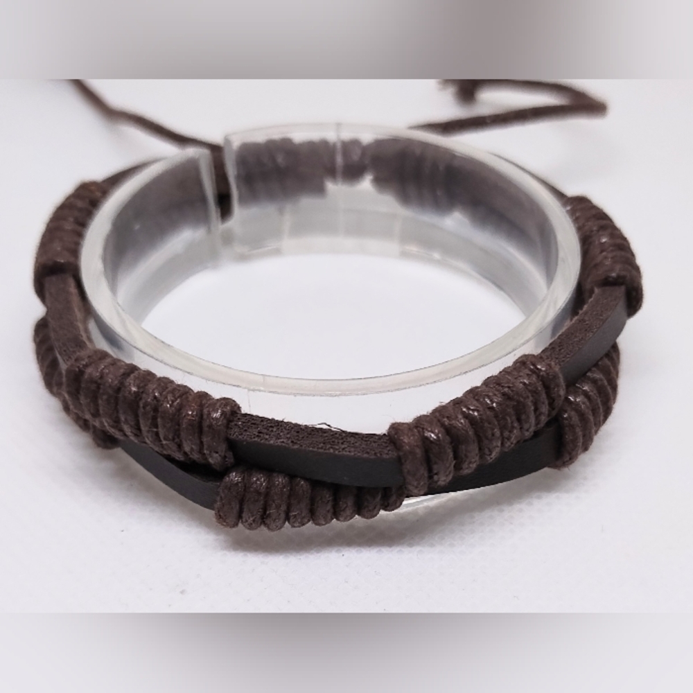 Men's Leather Bracelet Layered Brown New‎ f90